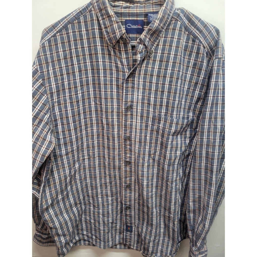 Vtg Catalina‎ Mens Large Plaid Button Down Long Sleeve Shirt Casual Work